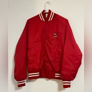 Original vintage 1980 Disney MickeyRed Bomber Jacket with Embroidered Character